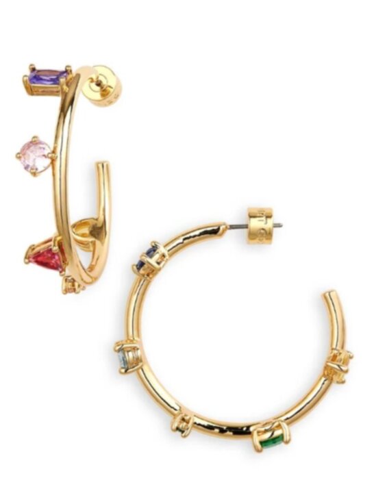 Kurt Geiger Jewelry - Dazzling Kurt Geiger London Multi Stone CZ Hoop Earrings Gold NWT